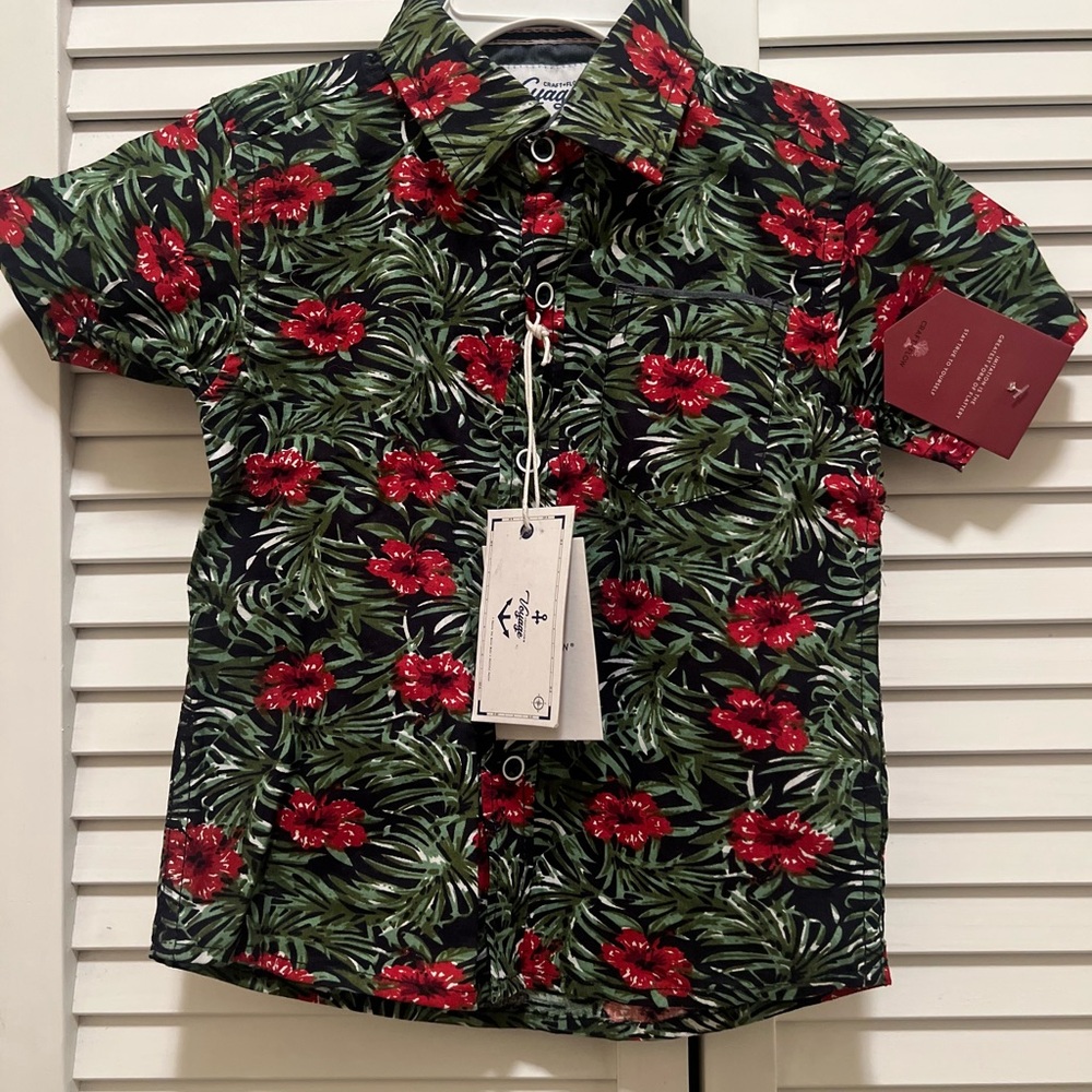 Toddler Boy's Tropical Button Down Top